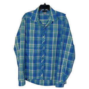 Exterus Outdoor Development Men’s Blue & Green Button Down Long Sleeve Shirt - L